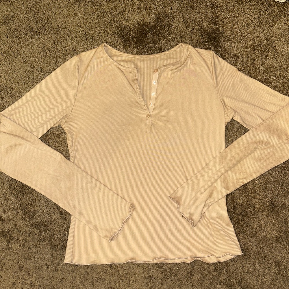Elegant Beige Button Down Women's Top